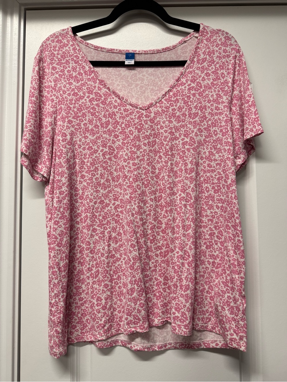 Old Navy Pink Floral V-Neck Short Sleeve Top Women’s Large